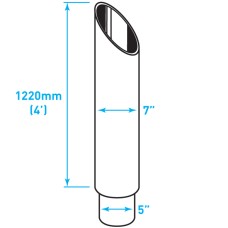 Exhaust Chrome Stack Reducing / Mitred 45º / Plain End / 7"-5" x 48"